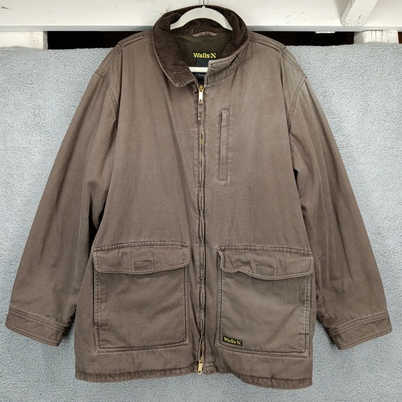 Walls Work Jacket 2XL Chore Coat Barn‎ Coat Full Zip Brown Cotton Canvas - Picture 1 of 16
